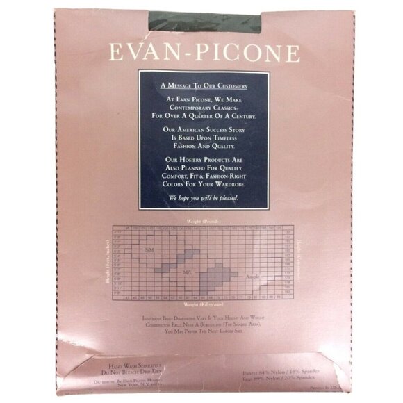 Evan-Picone Business Sheer Pantyhose Hunter Green M/L Control Top Nylon Spandex - Picture 2 of 3